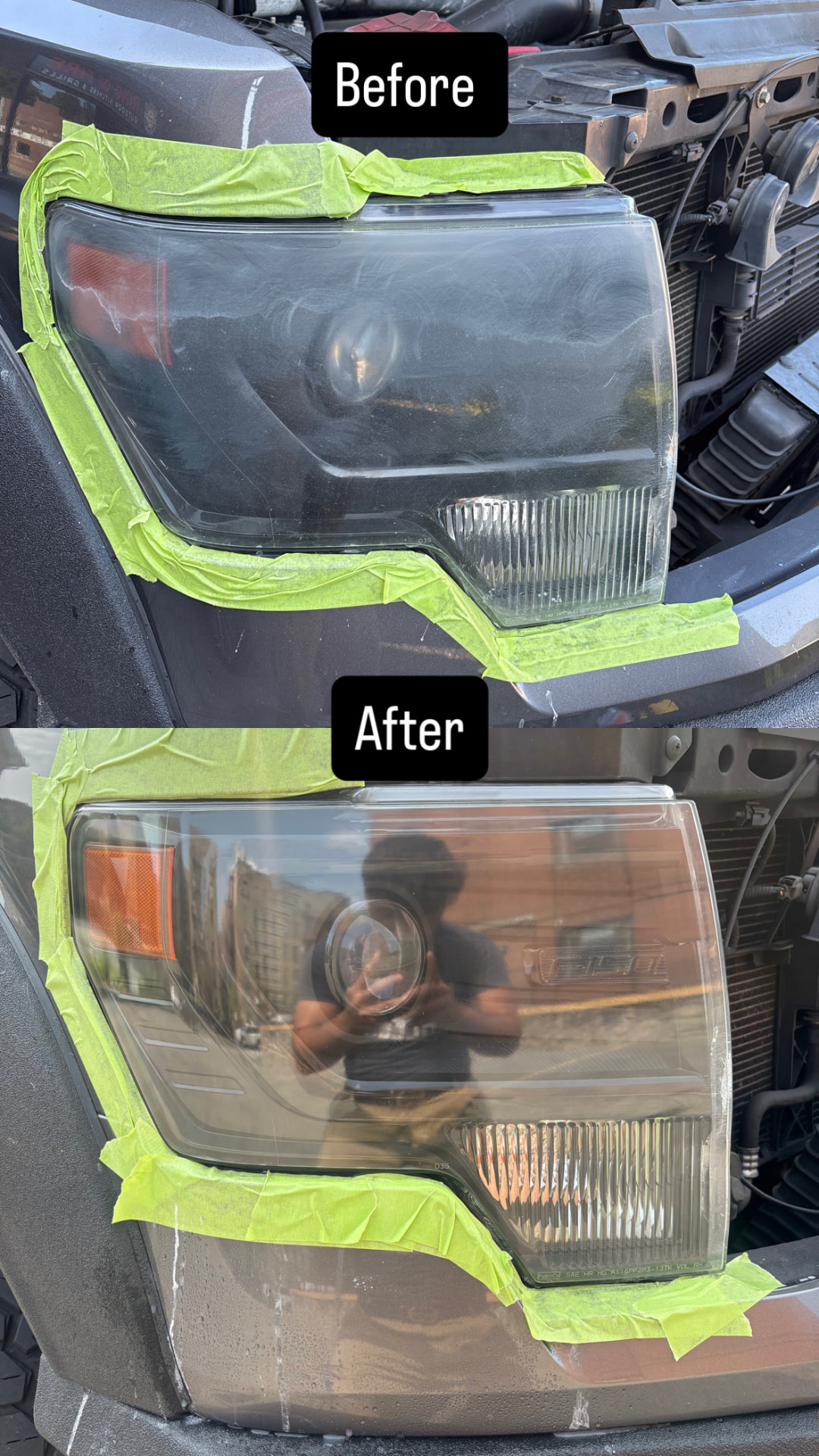 Ford F-150 headlight restoration before and after