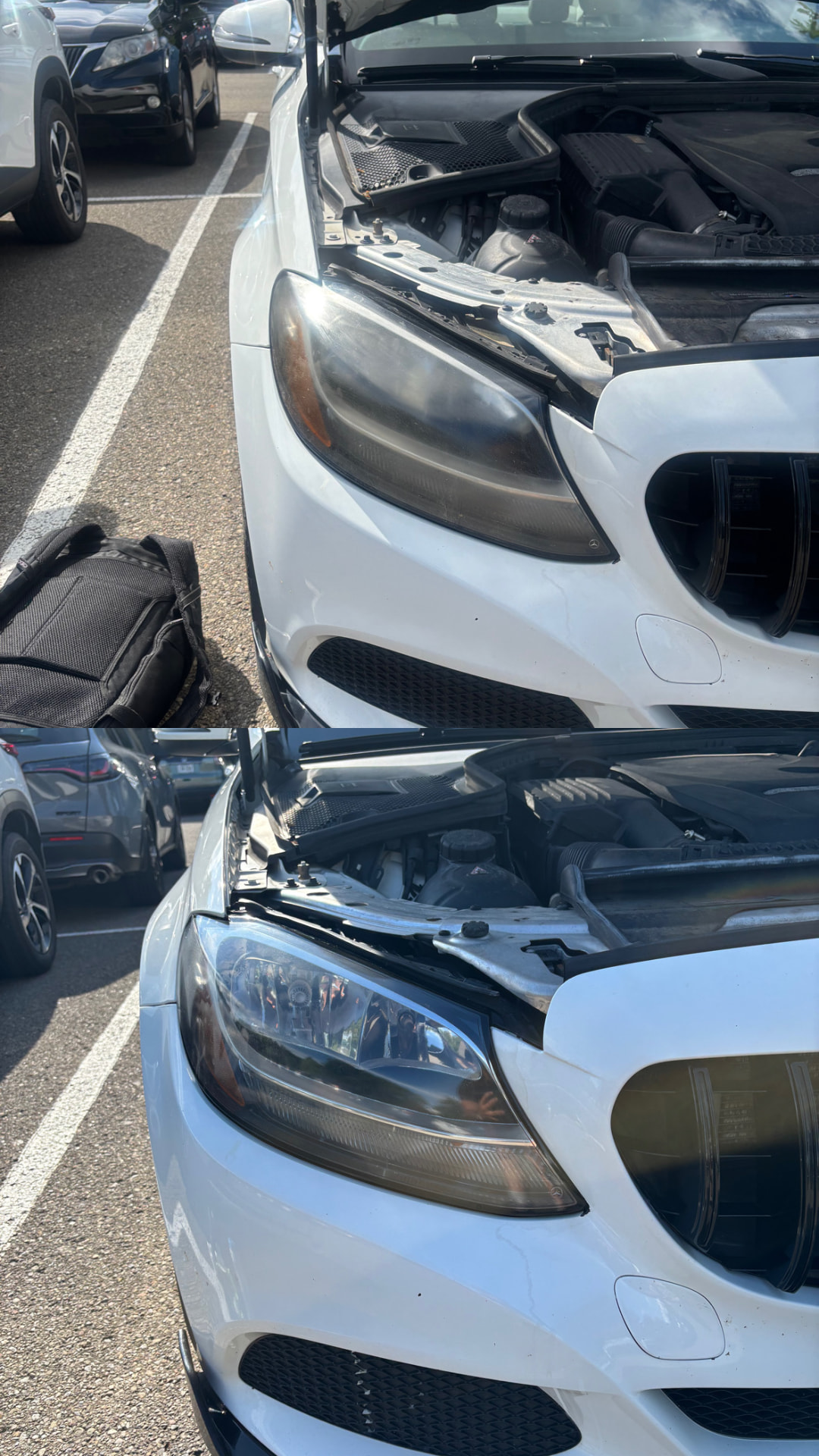 Mercedes-Benz C-Class headlight restoration before and after